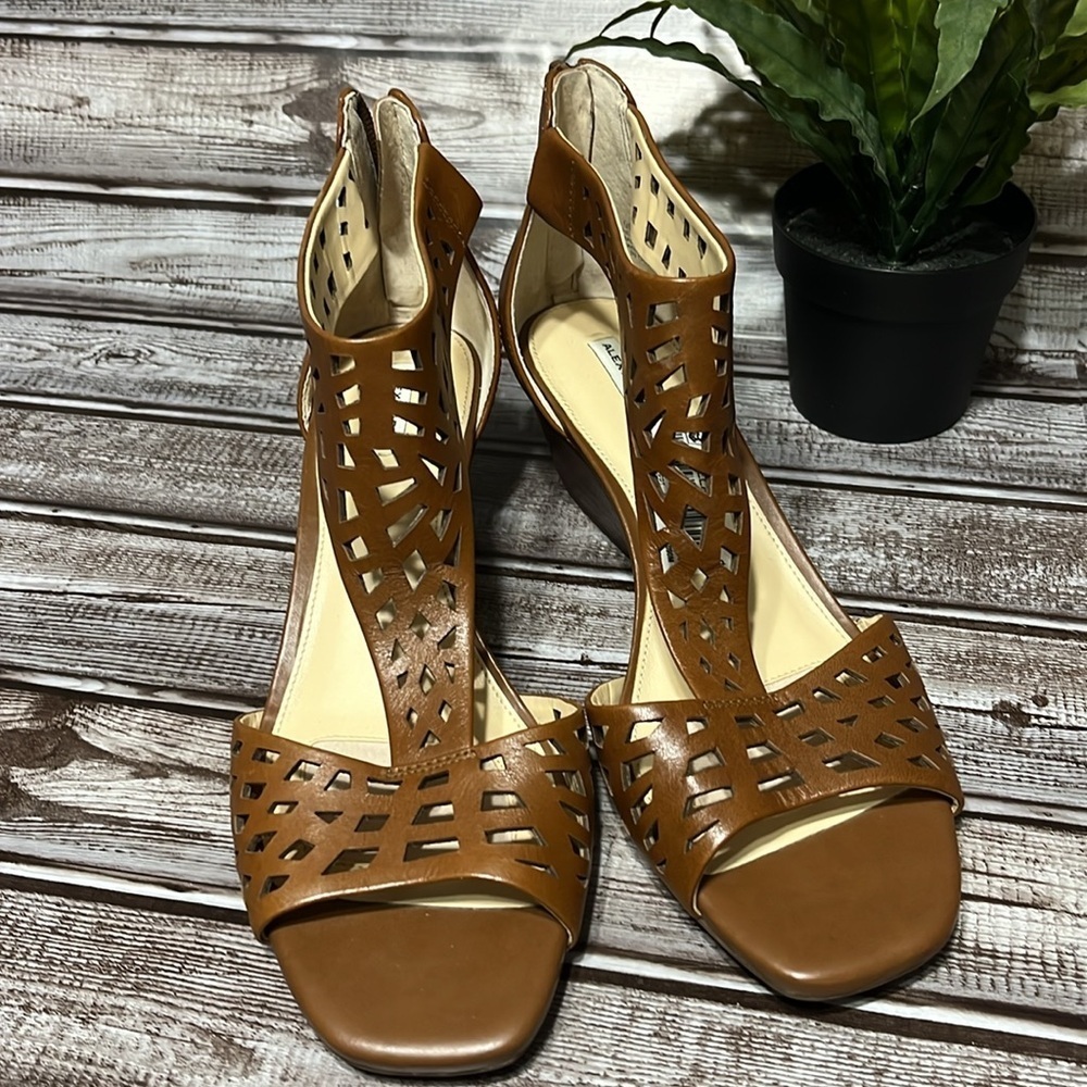 Alex Marie Reddish Brown Cutout Wedge Sandals size 9 - Picture 3 of 8